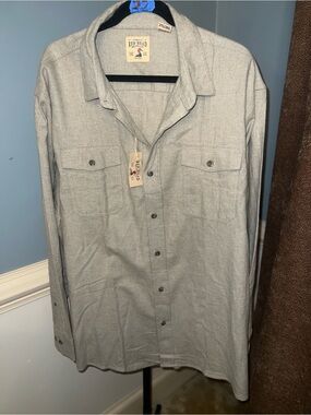 RedHead Grey Button-Front Long-Sleeve Shirt
